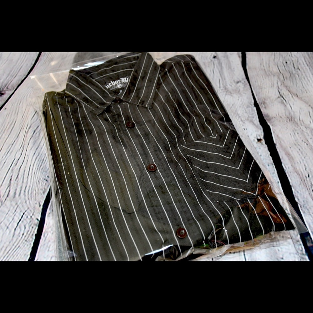 Anchor Blue Mens Striped Long Sleeve Button Up Shirt
